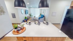Luxury apartment kitchen & living room