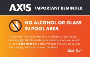 No alcohol or glass in pool area
