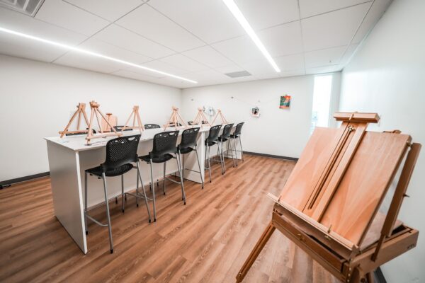 Art room with easels